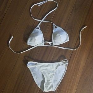 Off White Bikini Wrap Around Set